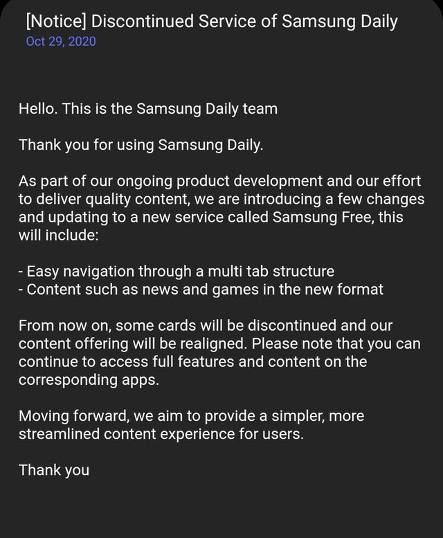 Samsung Free Aviso
