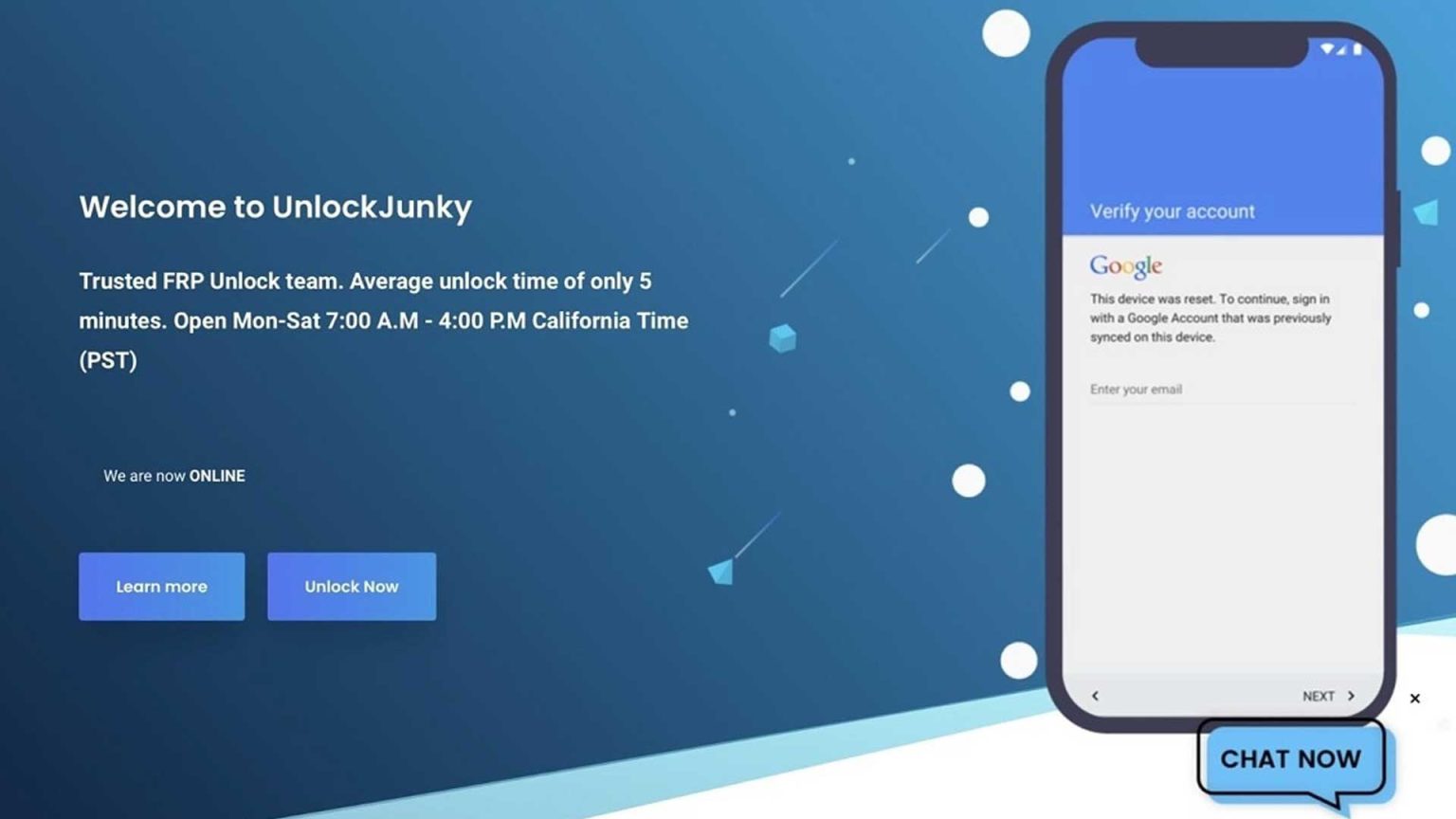 UnlockJunky es un servicio que conecta a un técnico con tu equipo y que te permite rescatar el móvil en caso de bloqueo FRP.