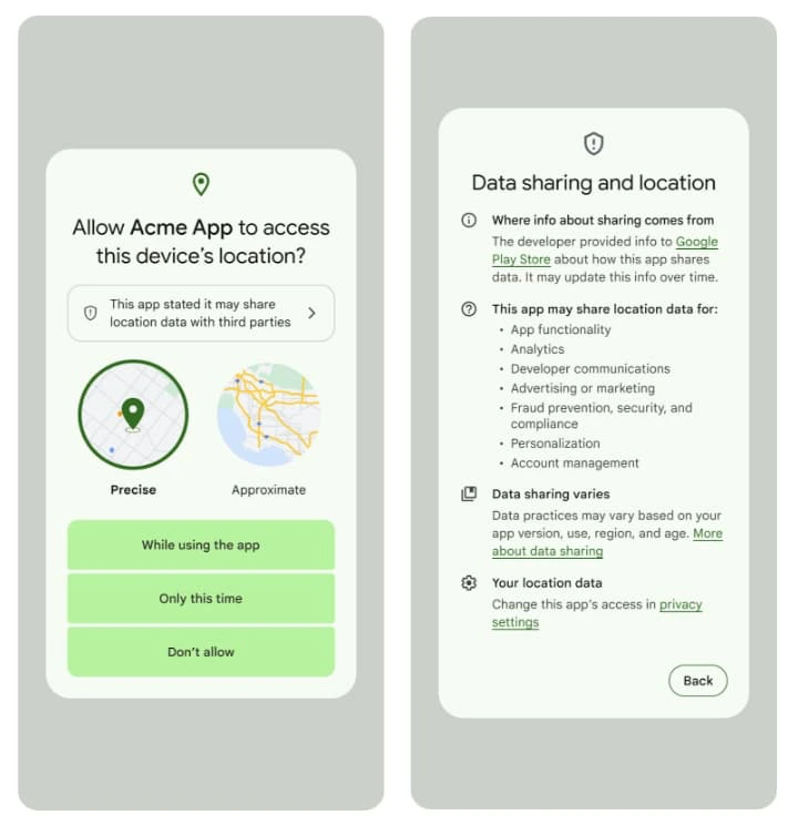 android 14 data sharing