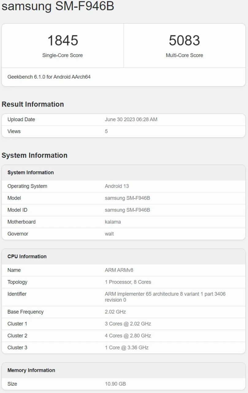 galaxy z fold 5 global geekbench img