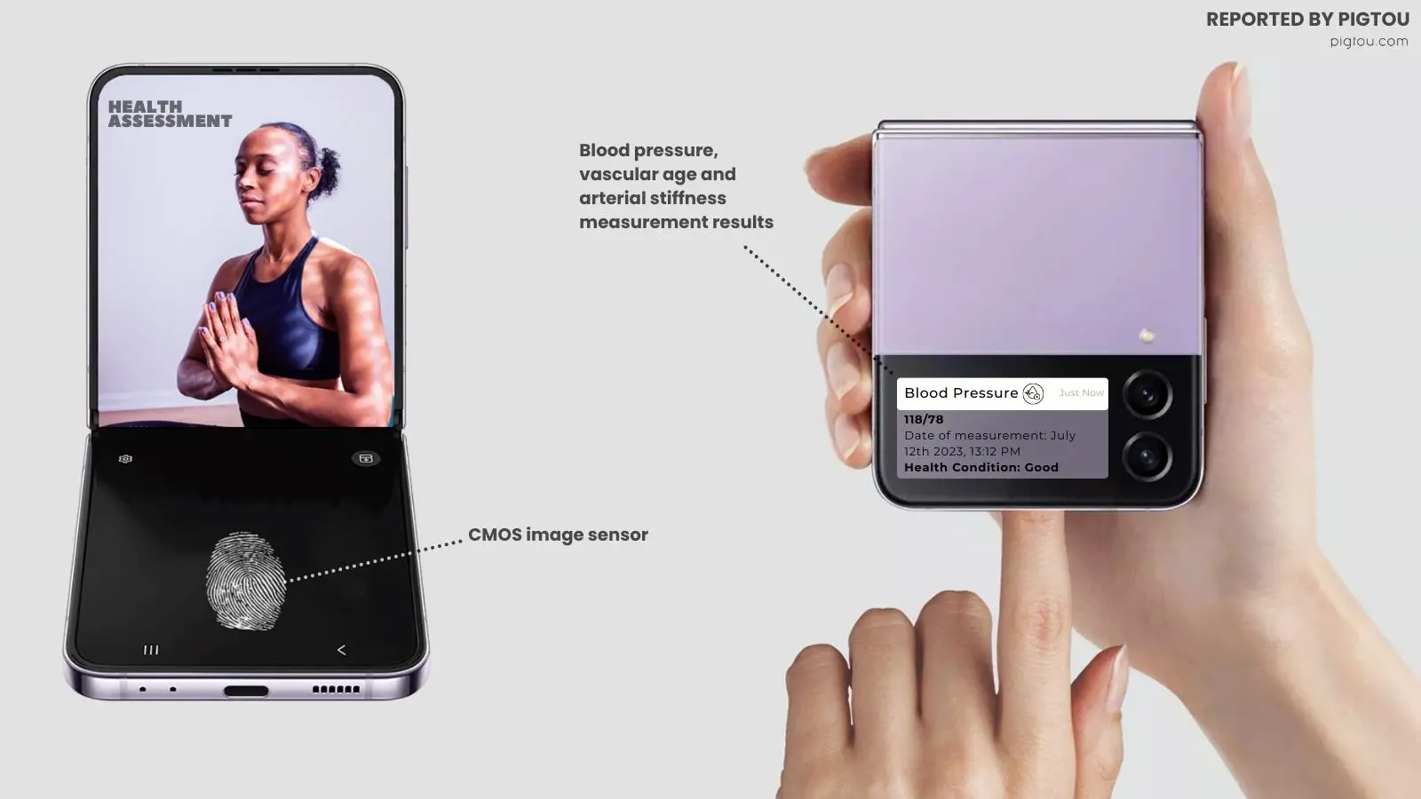 samsung foldable smartphone with health measuring sensors