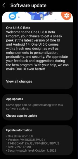 samsung galaxy z fold 5 one ui 6 beta 1 android 14 update 267x540
