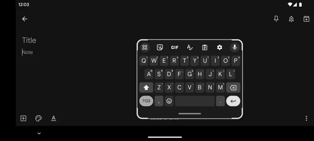 Captura del teclado flotante de Gboard.