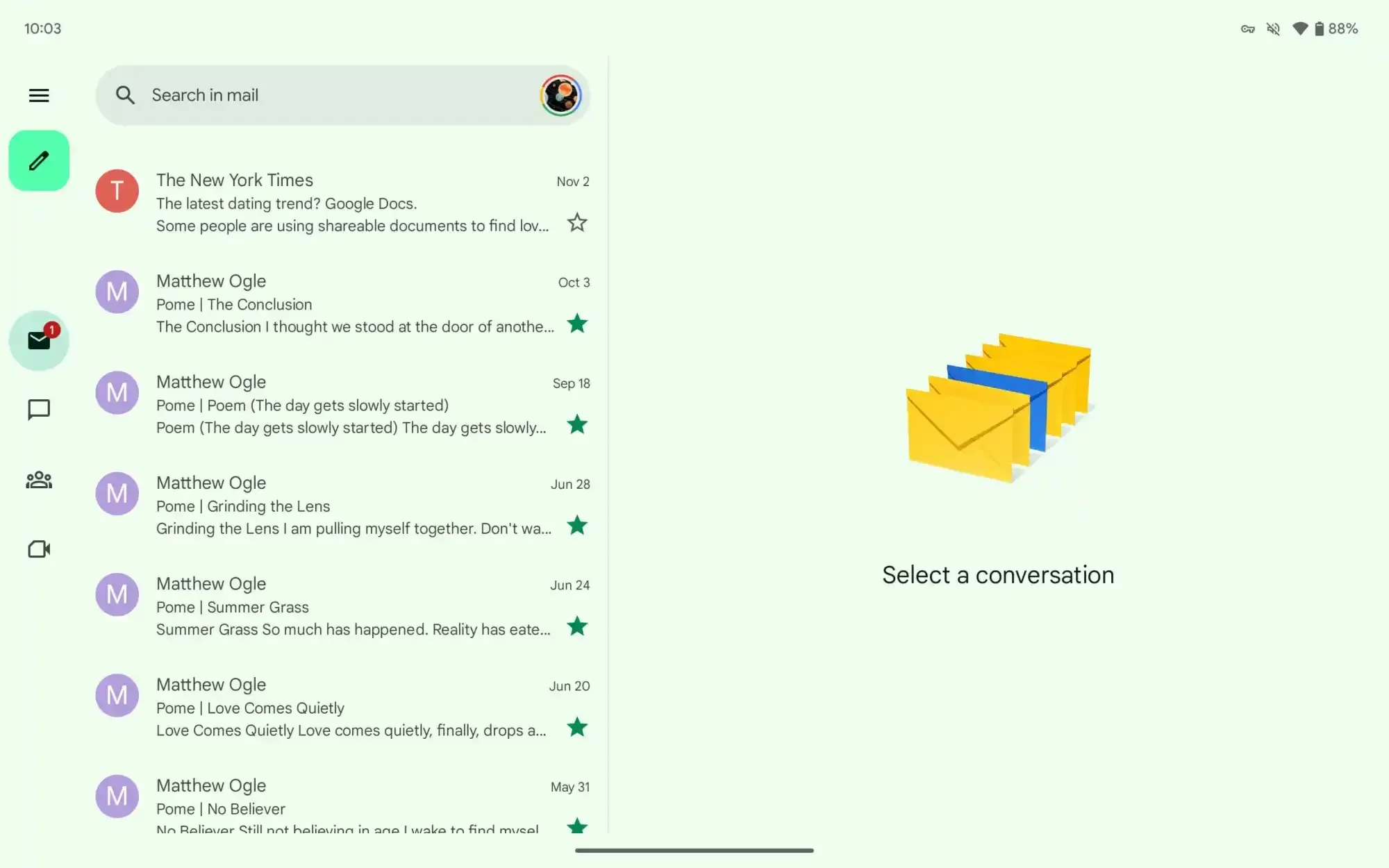 This is how the new version of Gmail looks on tablets.