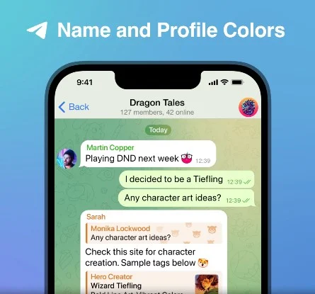 telegram new update profile colors