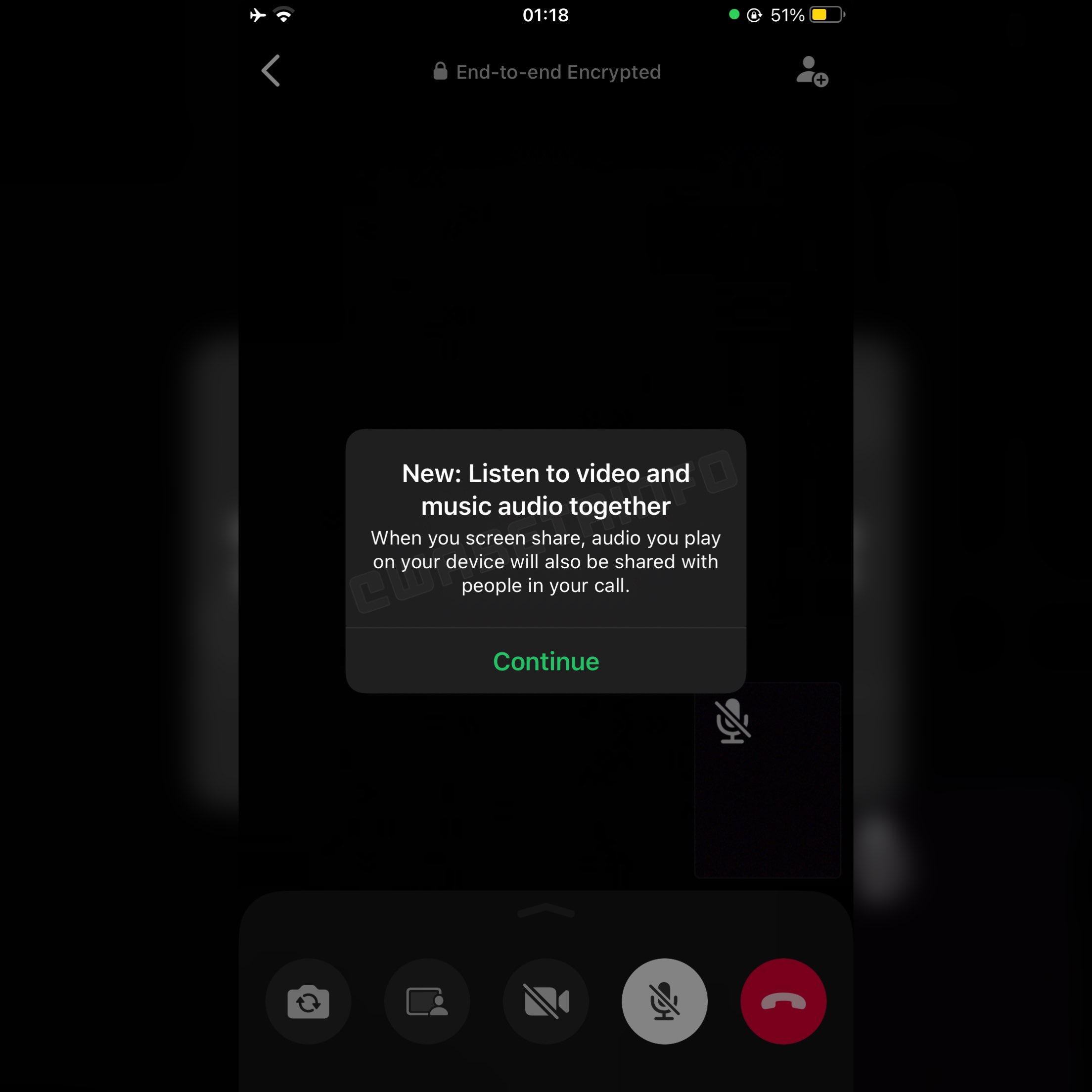 WhatsApp está trabajando en una función para compartir audio musical durante una videollamada y estará disponible en una actualización futura.
