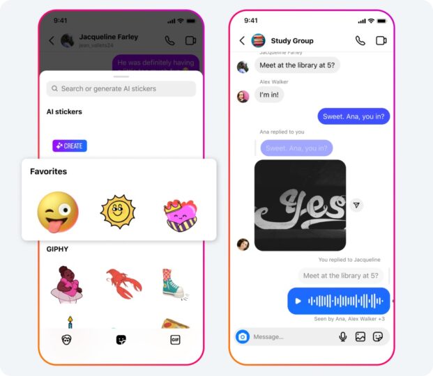 marking stickers as favorite and replying to messages using voice notes on instagram 621x540 4