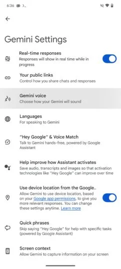google gemini beta android gemini voice option 243x540