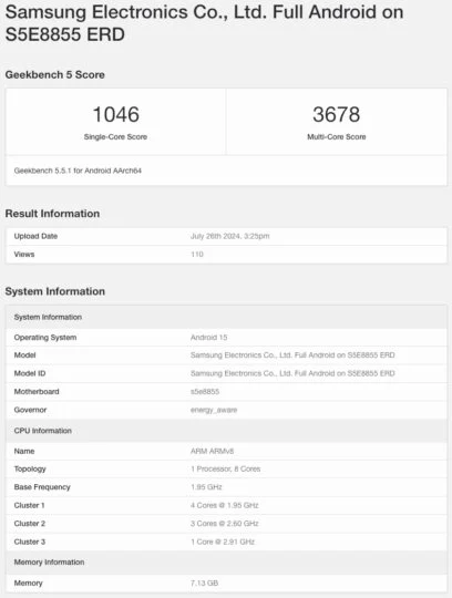 samsung exynos 1580 geekbench scores leak 408x540