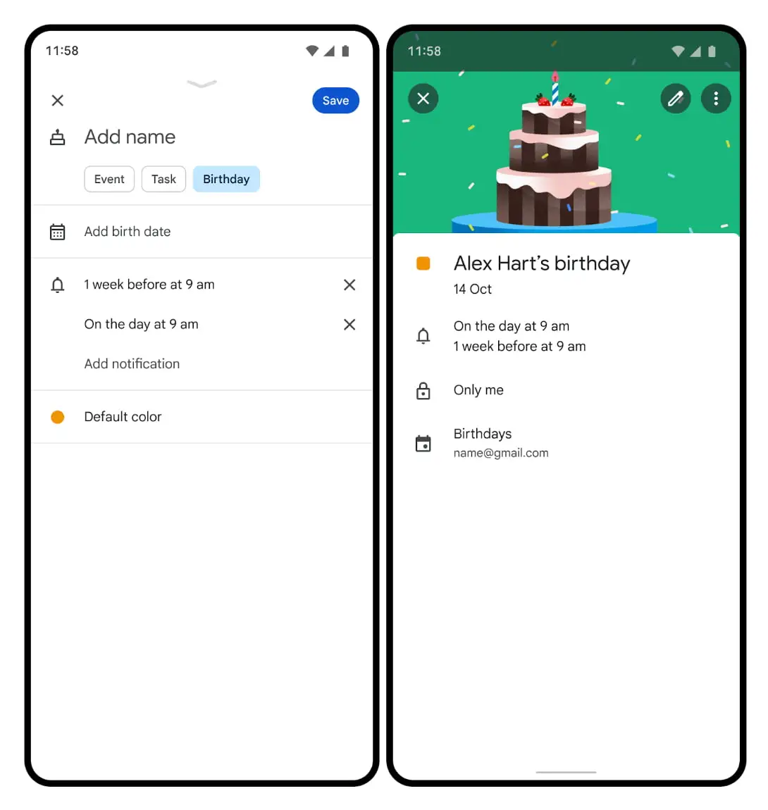 google calendar birthdays android