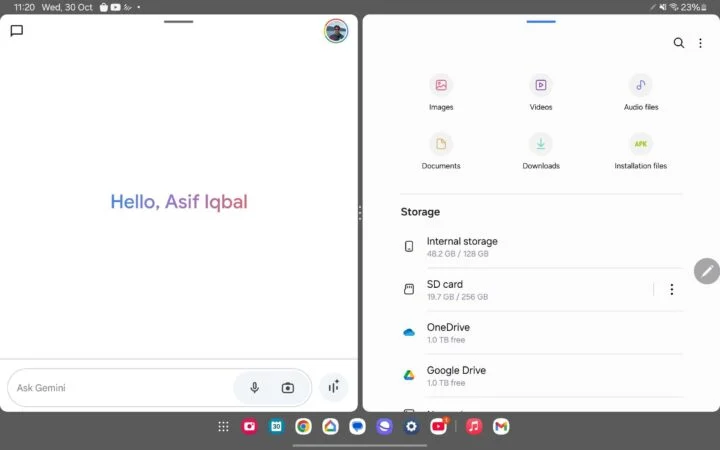 samsung galaxy tab s9 google gemini split screen mode 720x450