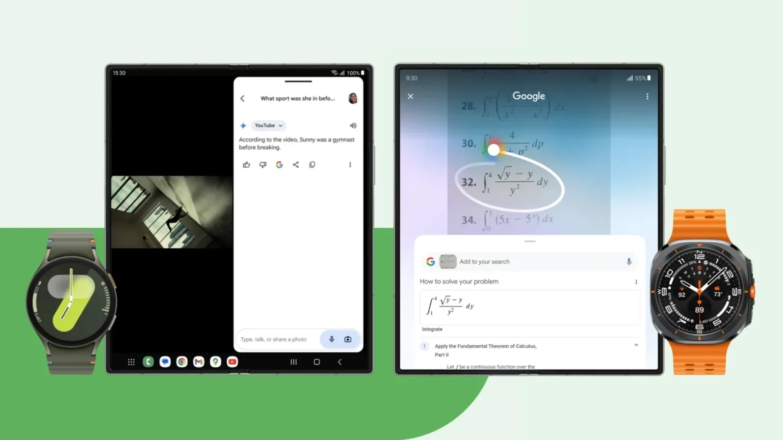 samsung galaxy z fold 6 google apps optimize gemini youtube tv galaxy watch 7 ultra